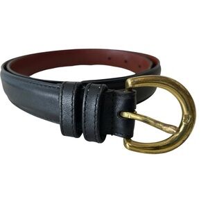 Vintage COACH Glove-tanned Leather Belt Brass Buckle 8400 Black Women Sz M 27-31